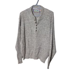 Shenandoah Vintage‎ Knit Grey Sweater 1/4 Button Size Large